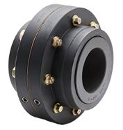 gear coupling with interlocking gear teeth, designed to transmit high torque between shafts while accommodating slight misalignment.